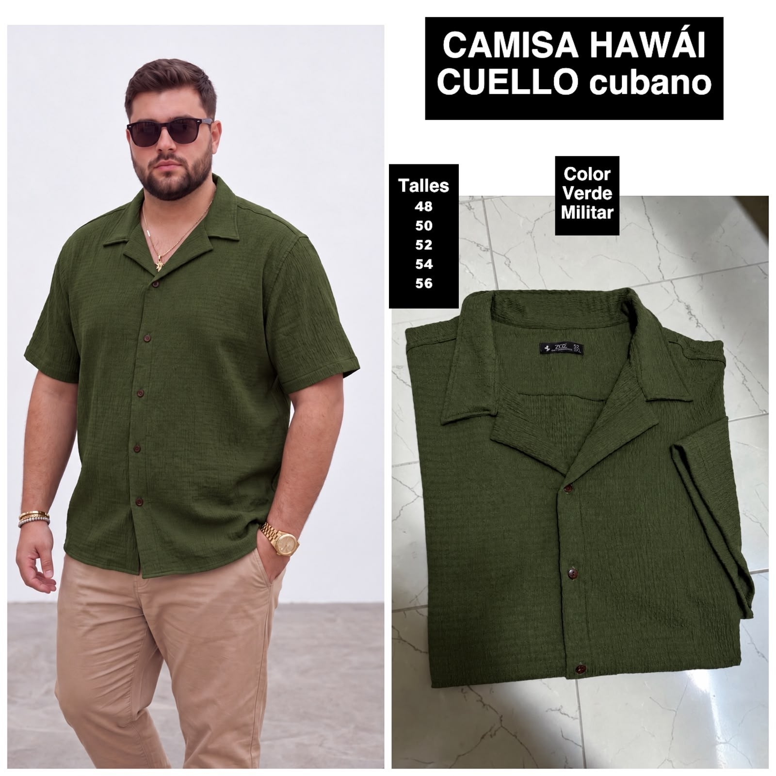 Camisa Hawai Cuello Cubano Talles Especiales - Imagen 6