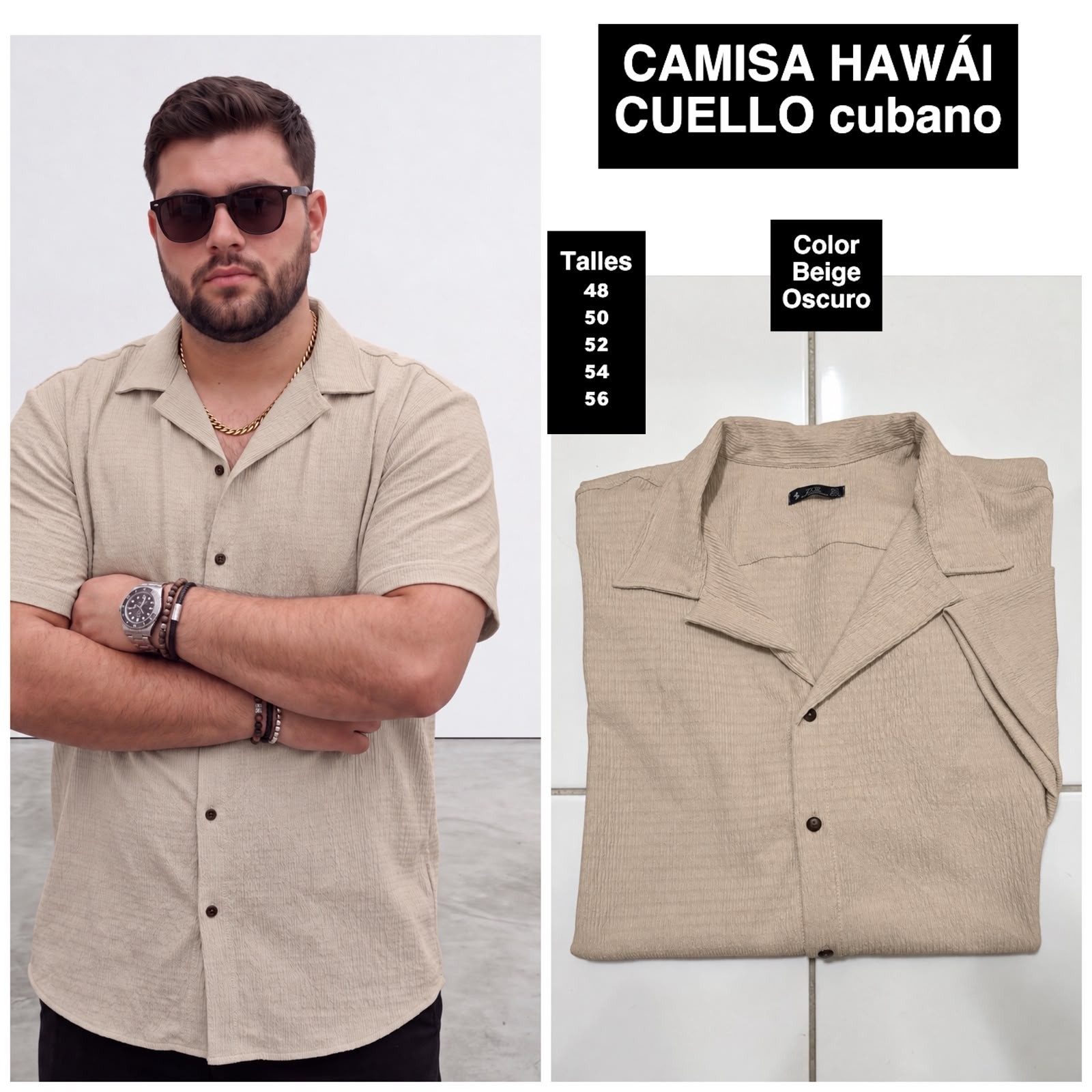 Camisa Hawai Cuello Cubano Talles Especiales - Imagen 7