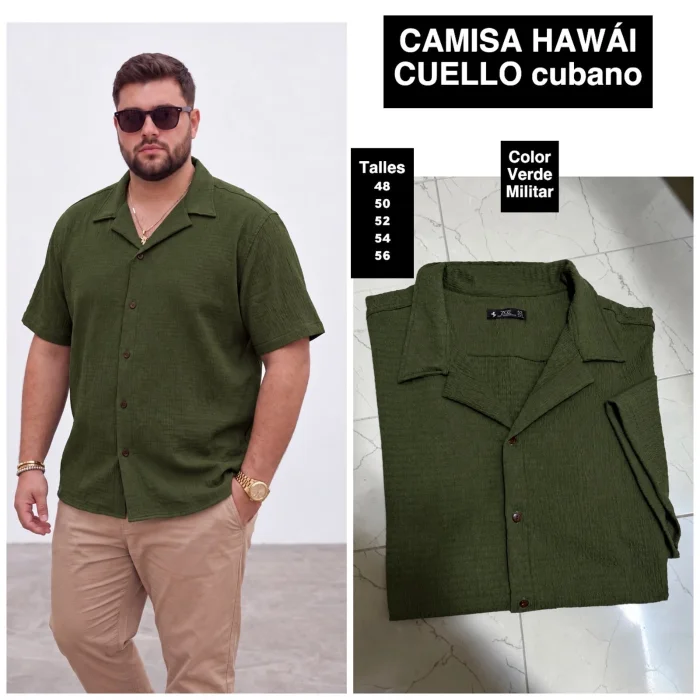 Camisa Hawai Cuello Cubano Talles Especiales