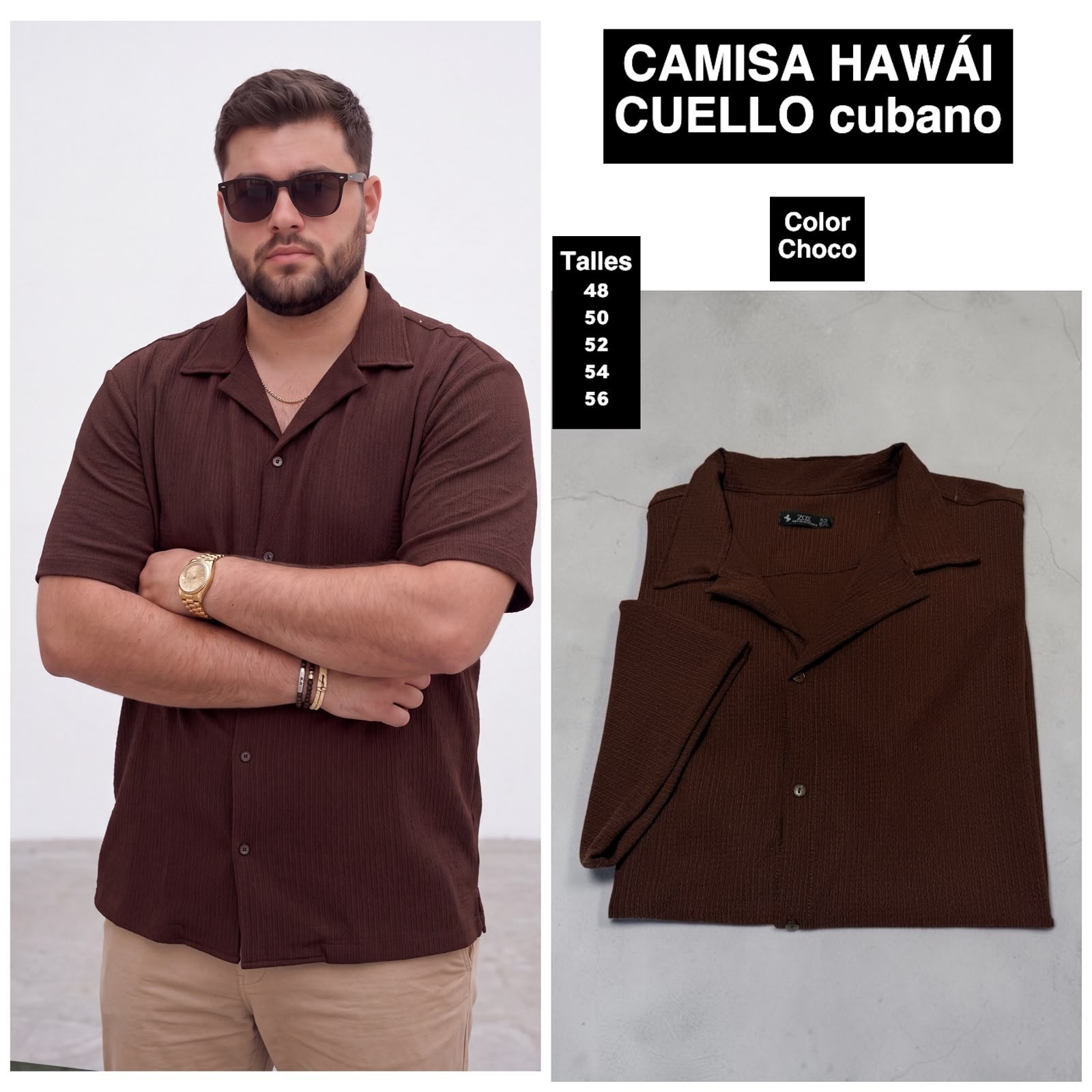 Camisa Hawai Cuello Cubano Talles Especiales - Imagen 6