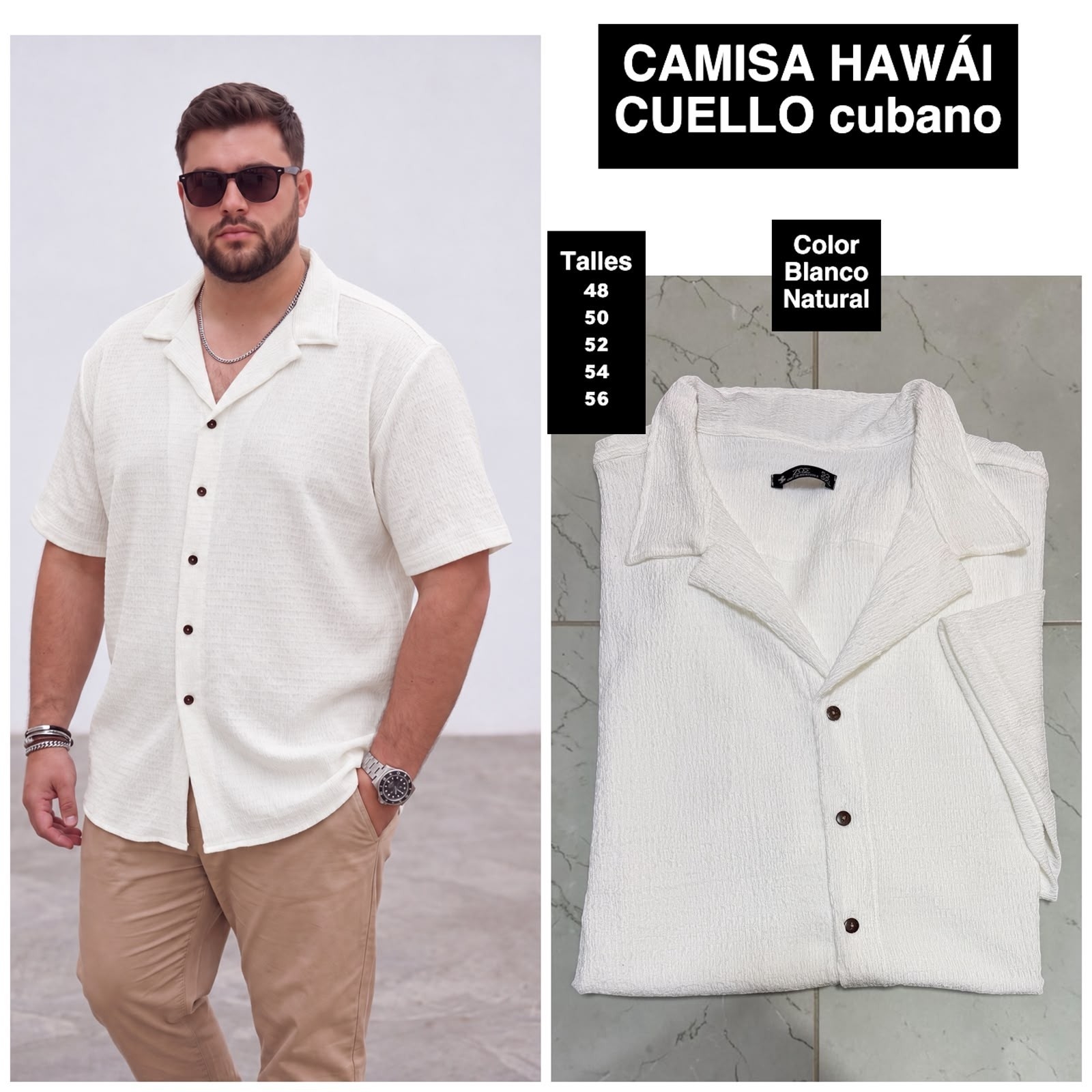 Camisa Hawai Cuello Cubano Talles Especiales - Imagen 8