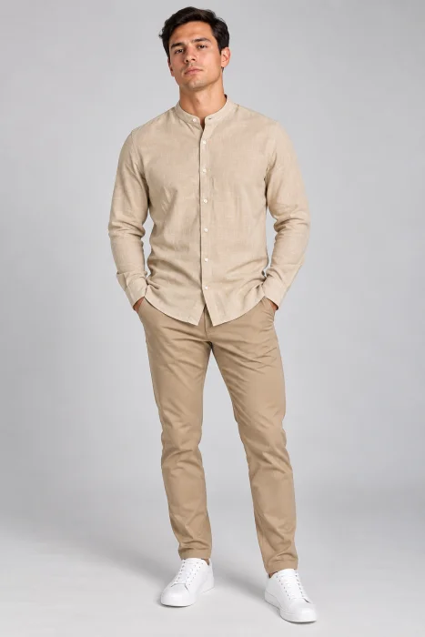 Camisa Lino Manga Larga Mao