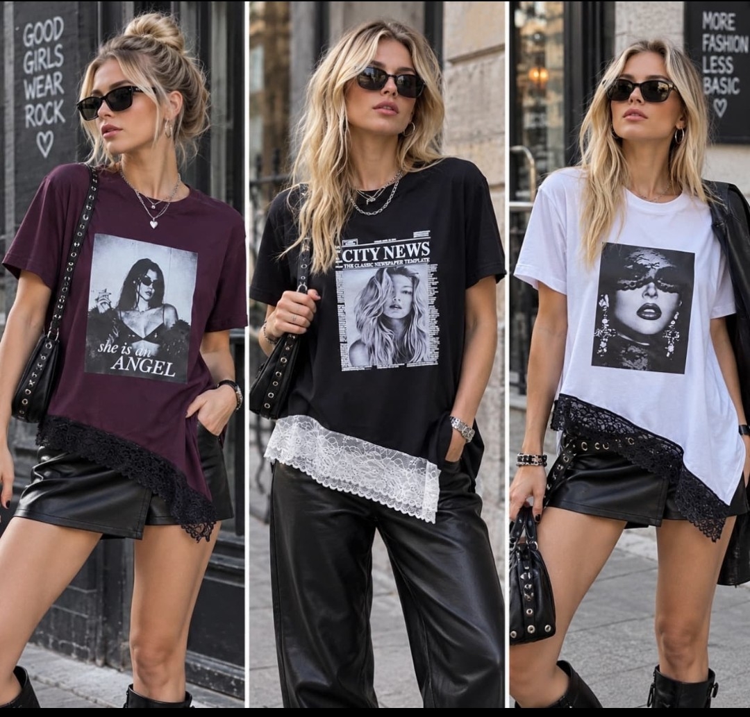 Remera Asimétrica con Encaje - Imagen 3