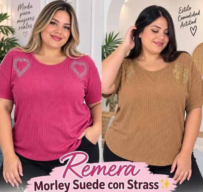 Remera Morley Suede con Strass