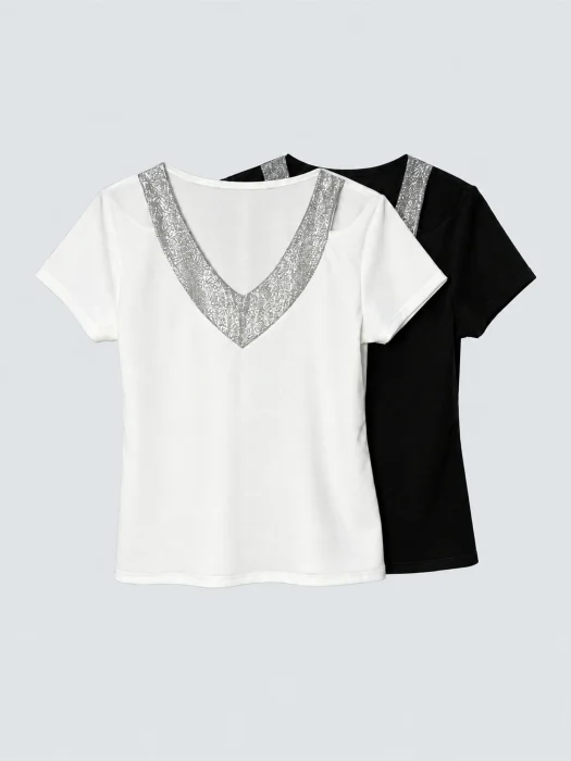 Remera Crep con Lurex