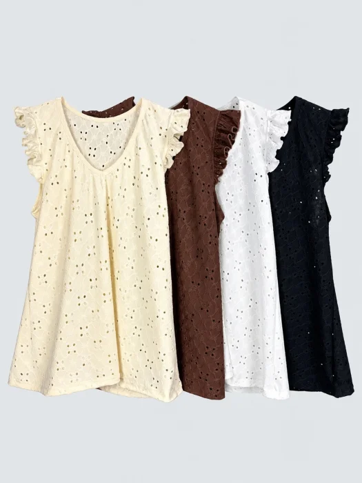 Musculosa Broderie Escote V con Volado