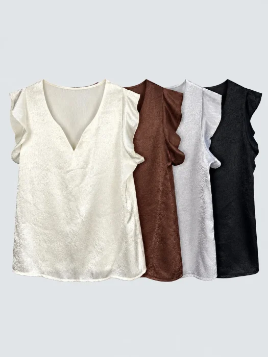 Musculosa Saten Shitake con Volado