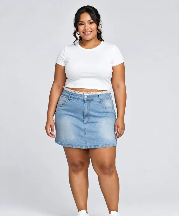 Short Pollera Elastizada C/ Puntilla
