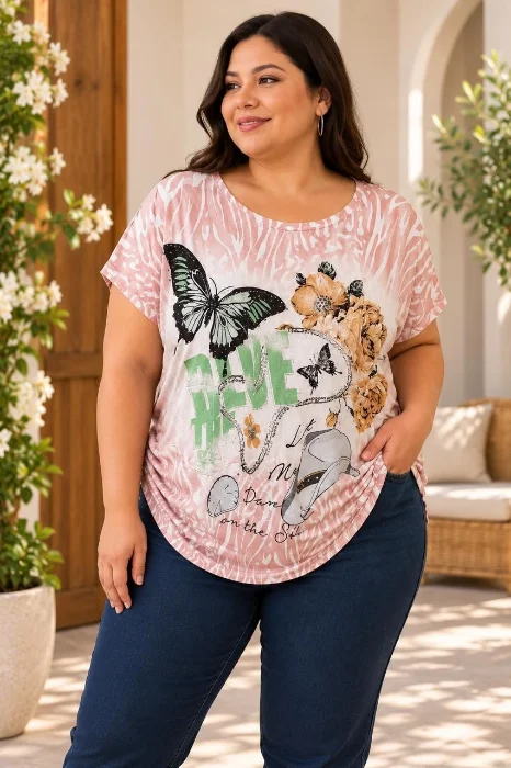 Remera con Strass de Seda Fría/crepe Importado