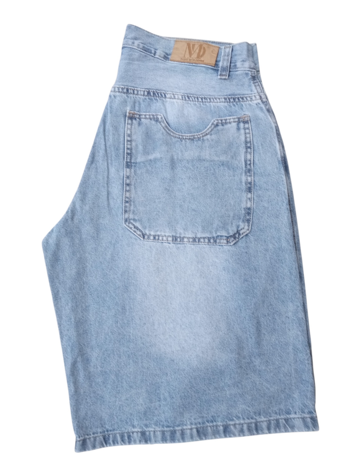 Jeans Bermuda Baggy Celeste con Rotura - Imagen 3