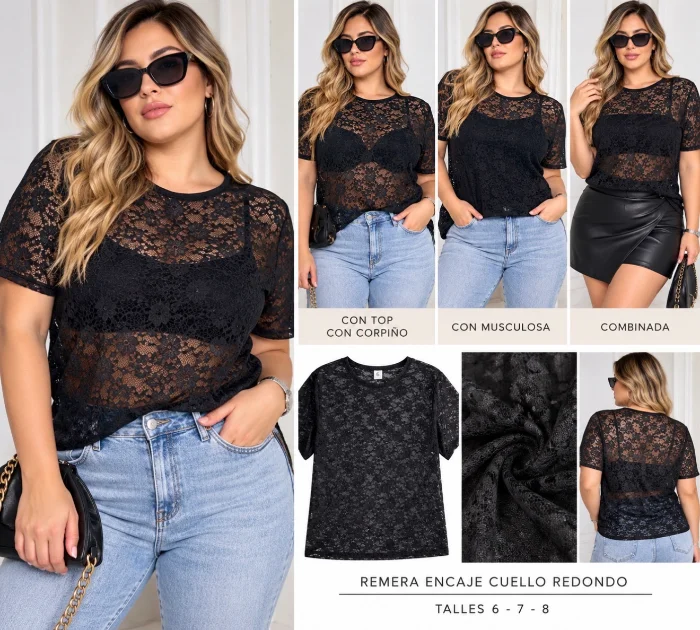 Remera Encaje Talles Especiales