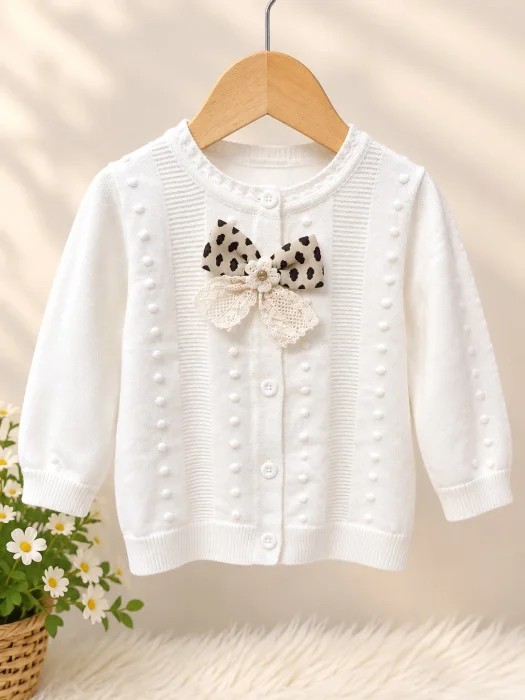 Cardigan con Aplique de Moño
