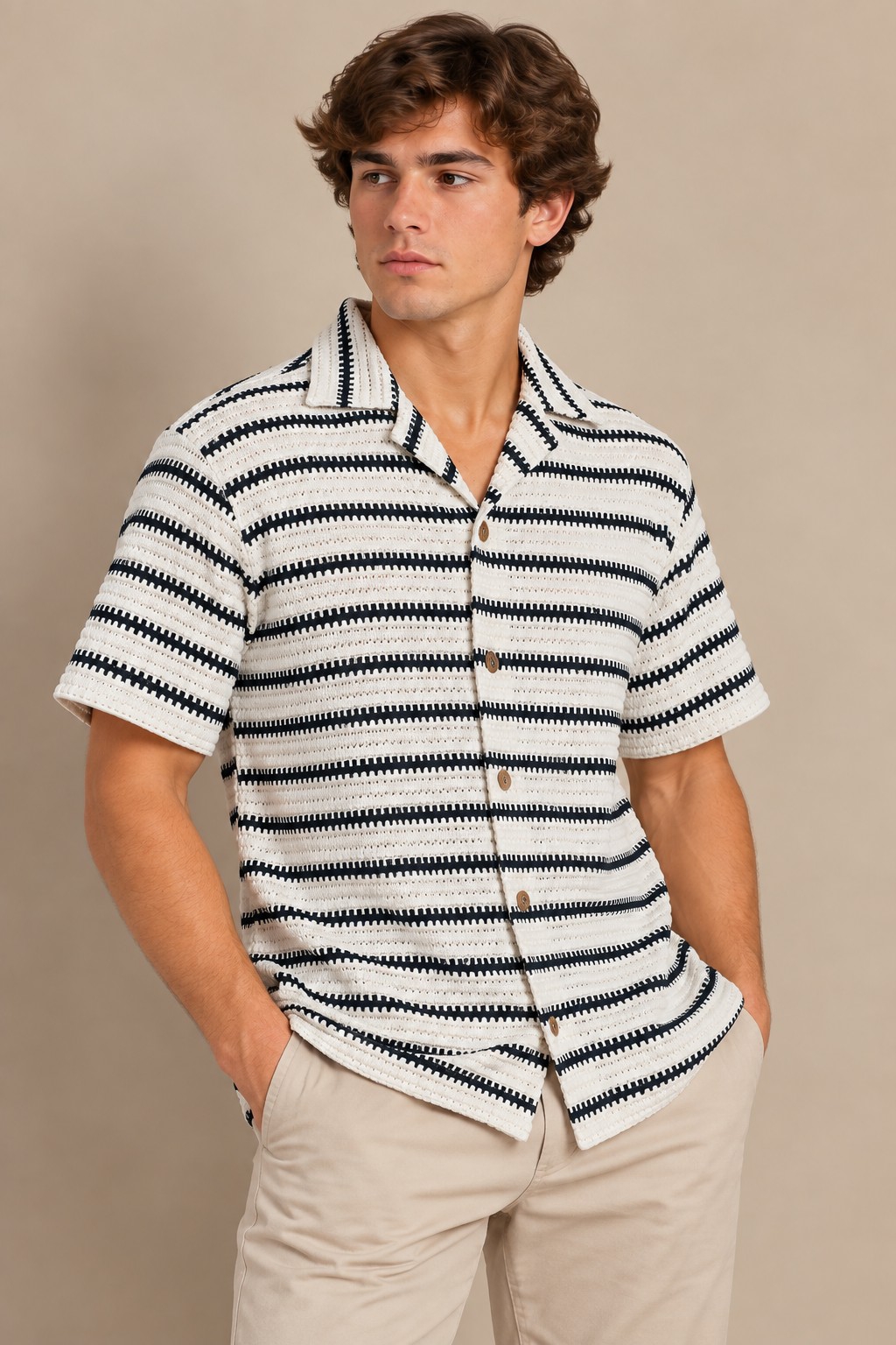 Camisa Crochet Tejido Rayado - Imagen 2