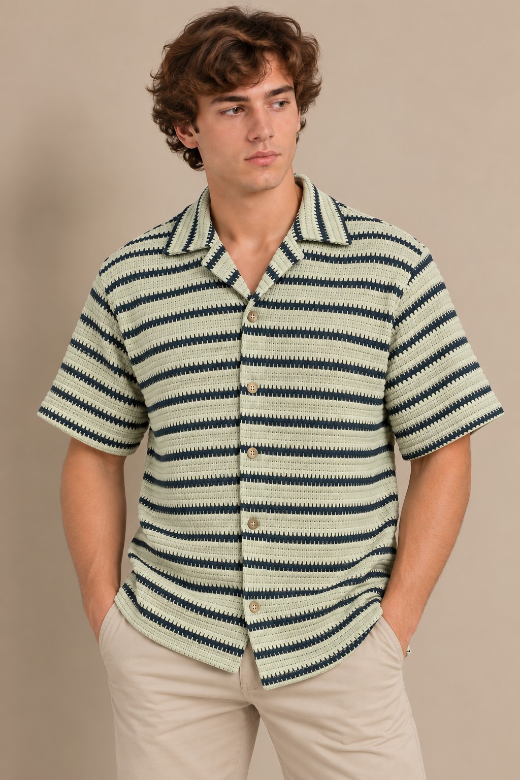 Camisa Crochet Tejido Rayado - Imagen 3
