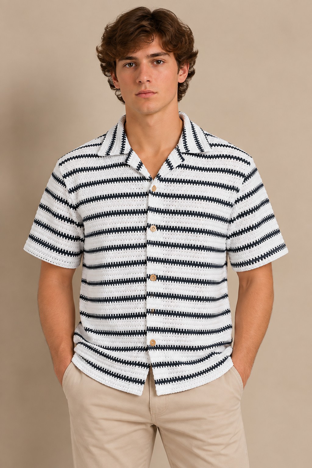 Camisa Crochet Tejido Rayado - Imagen 4