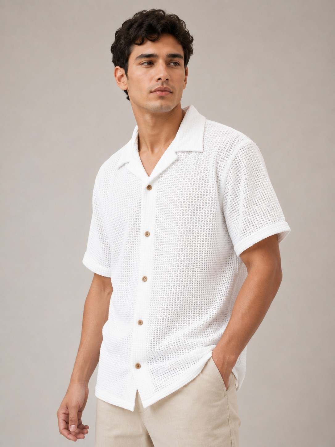 Camisa Crochet Tejido Liso - Imagen 2