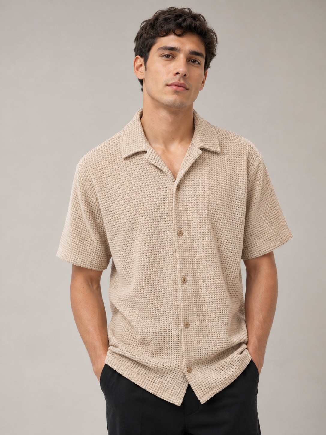 Camisa Crochet Tejido Liso - Imagen 3