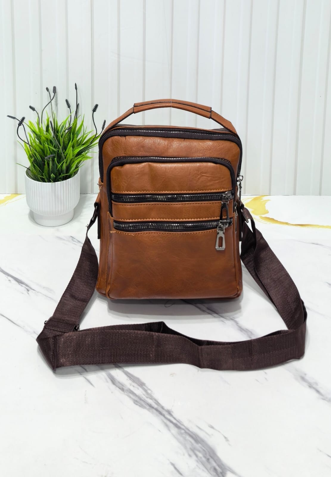 Morral Cuero Pu*
pra Hombre Excelente Calidad - Imagen 3