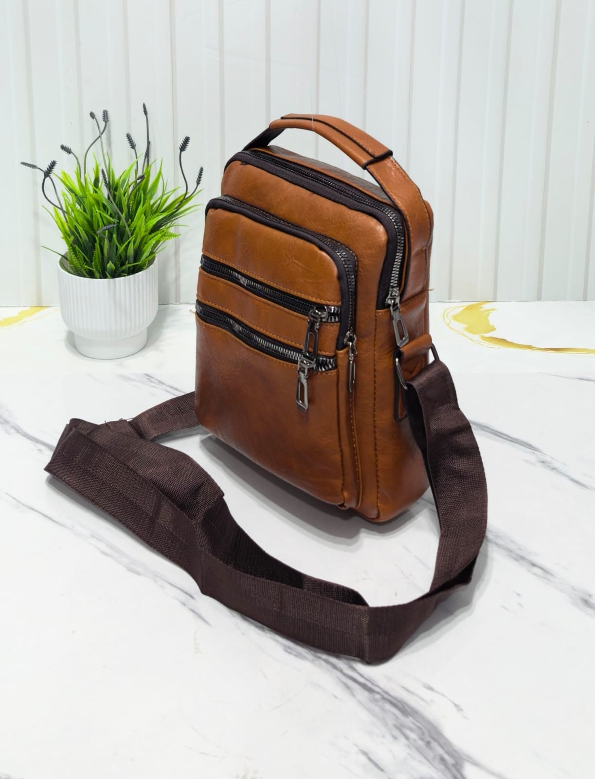Morral Cuero Pu*
pra Hombre Excelente Calidad - Imagen 5