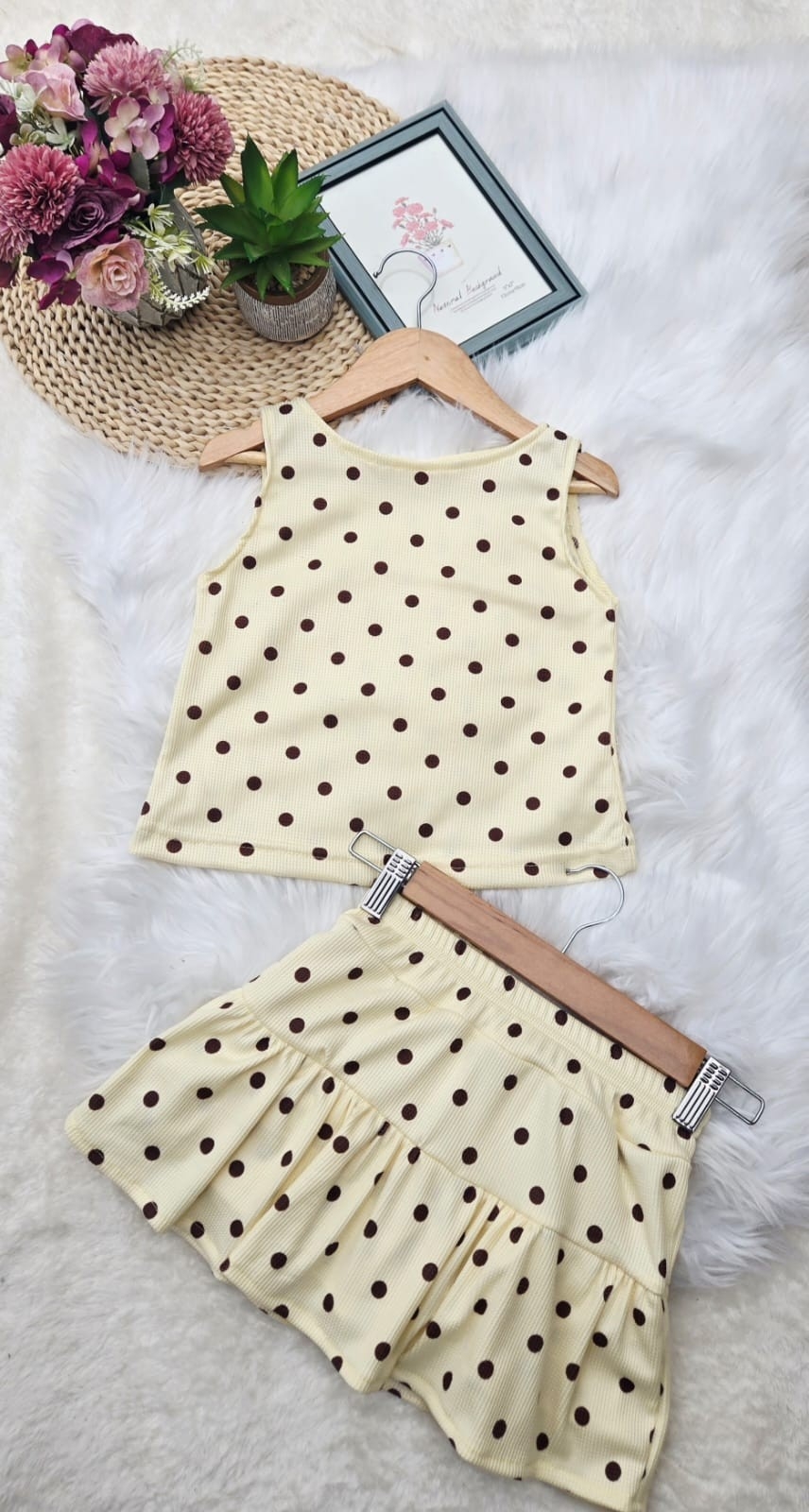 Conjuntos Wafle Algodón Lunares. Blusa y Short Pollera. - Imagen 2