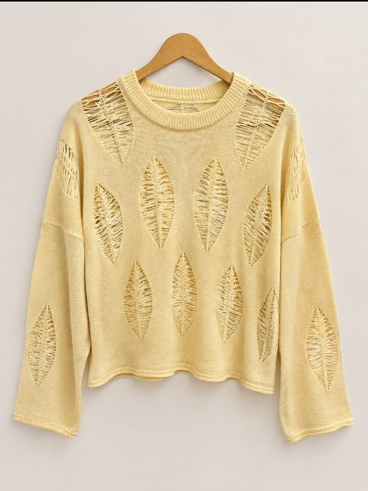 Sweater Hilos de Algodón Diseño Hojas - Imagen 2