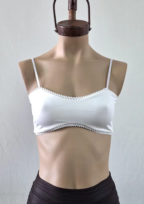 Top Doble Tira Corpiño con Puntilla Microfibra