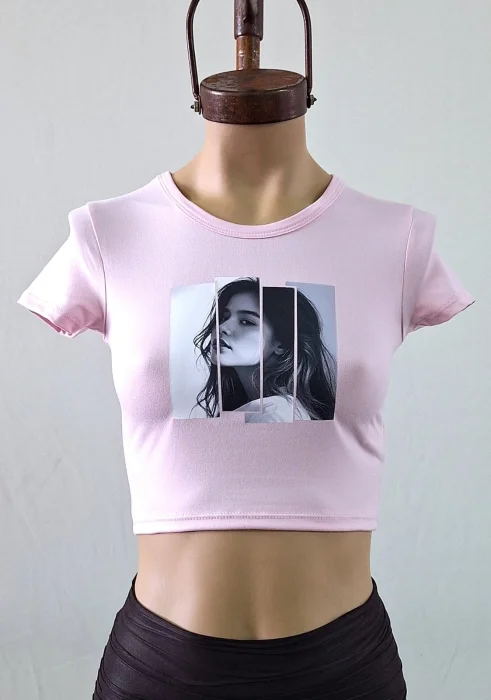 Remera Top Estampado Cuadro Chica Modal Soft