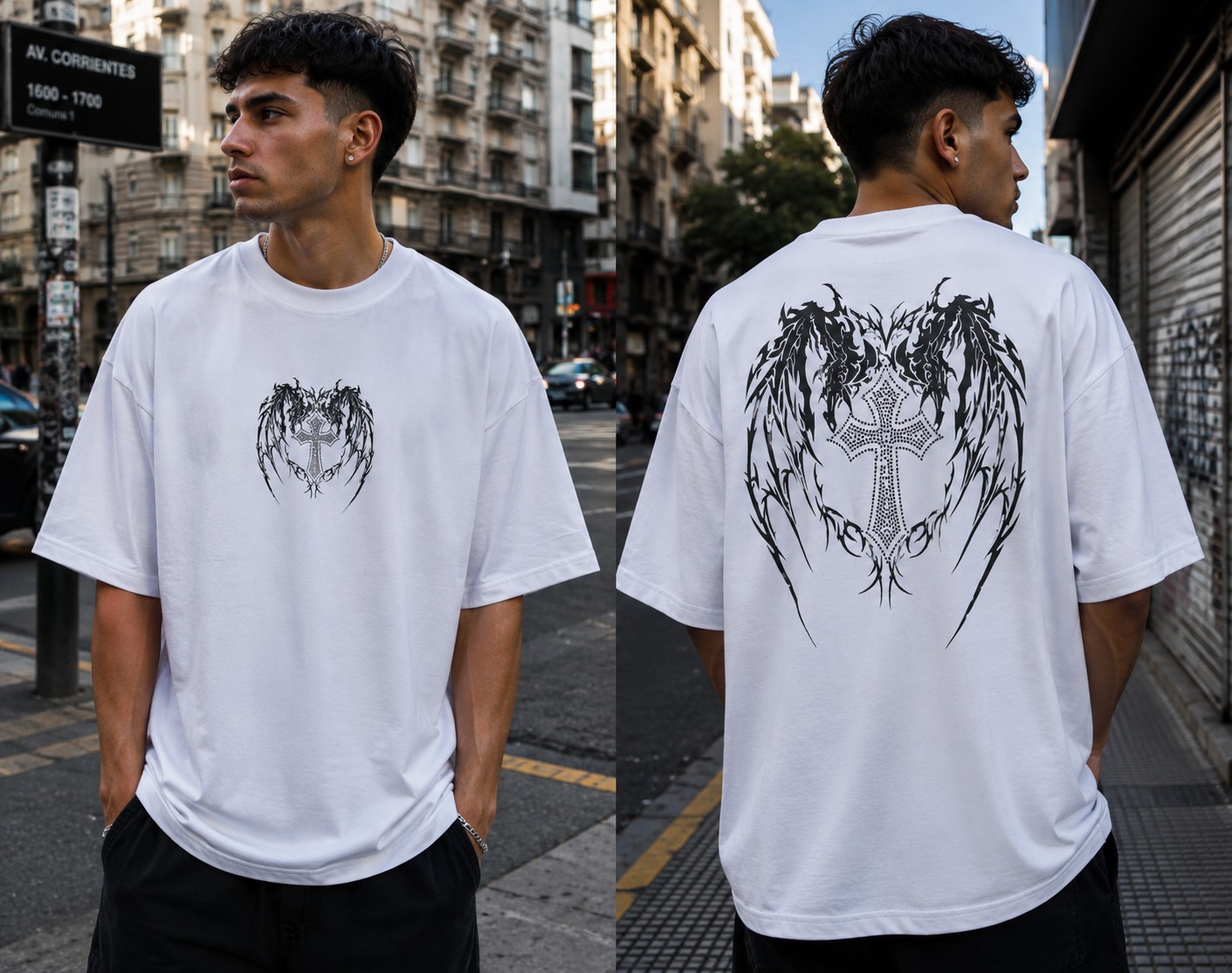Remeras Oversize Cruz con Strass - Imagen 2