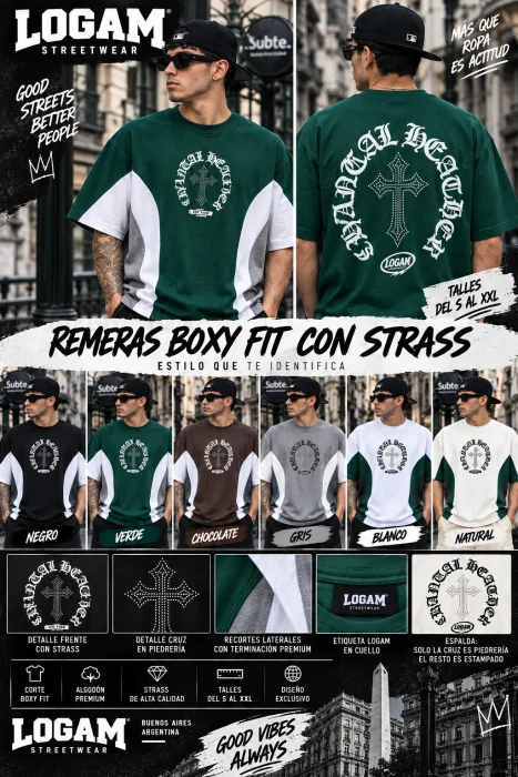 Remeras Boxi Fit Logam con Strass
