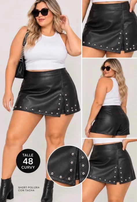 Short Pollera Engomado con Tachas