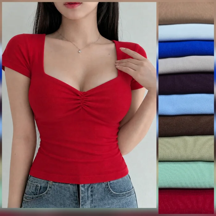 Remera Escote Espejo con Frunce (ambar)
