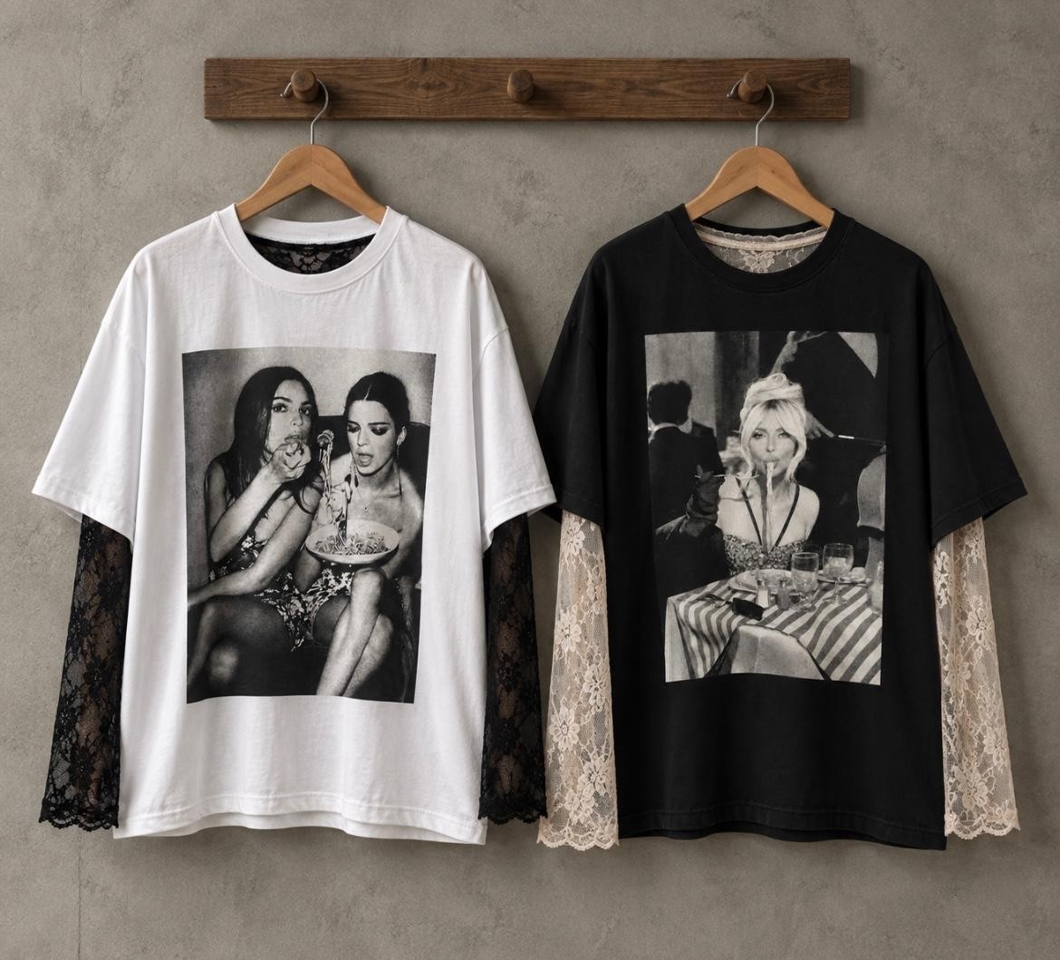 Combo 5 Remeras Over + 5 Camisetas Encaje - Imagen 3