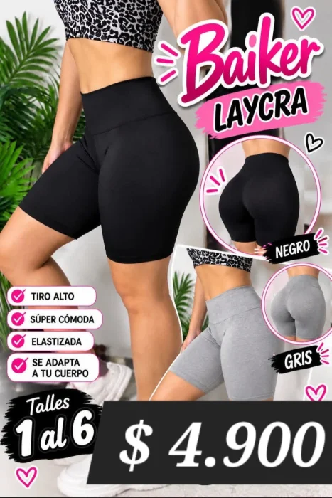 Baiker Lycra Negra y Gris