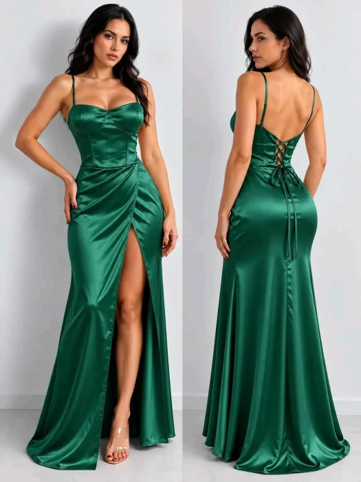 Vestido Fiesta Esmeralda Importado