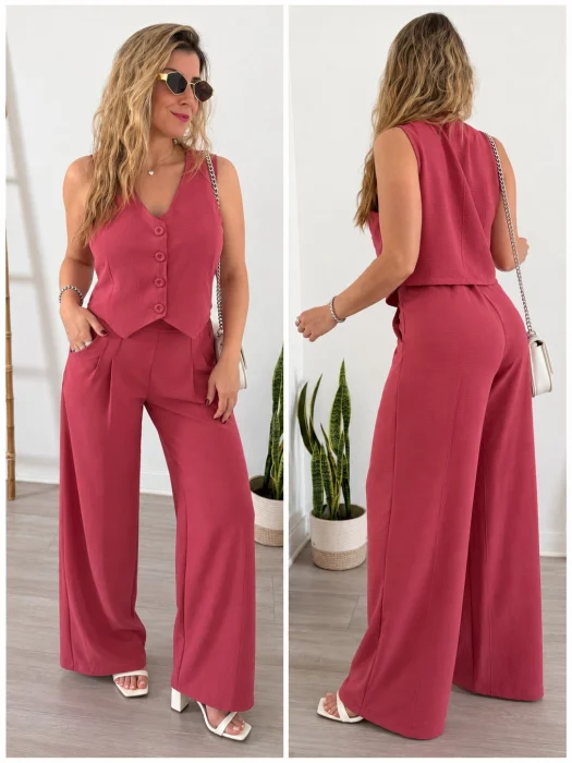 Conjunto Cristina Chaleco y Pantalón Palazo