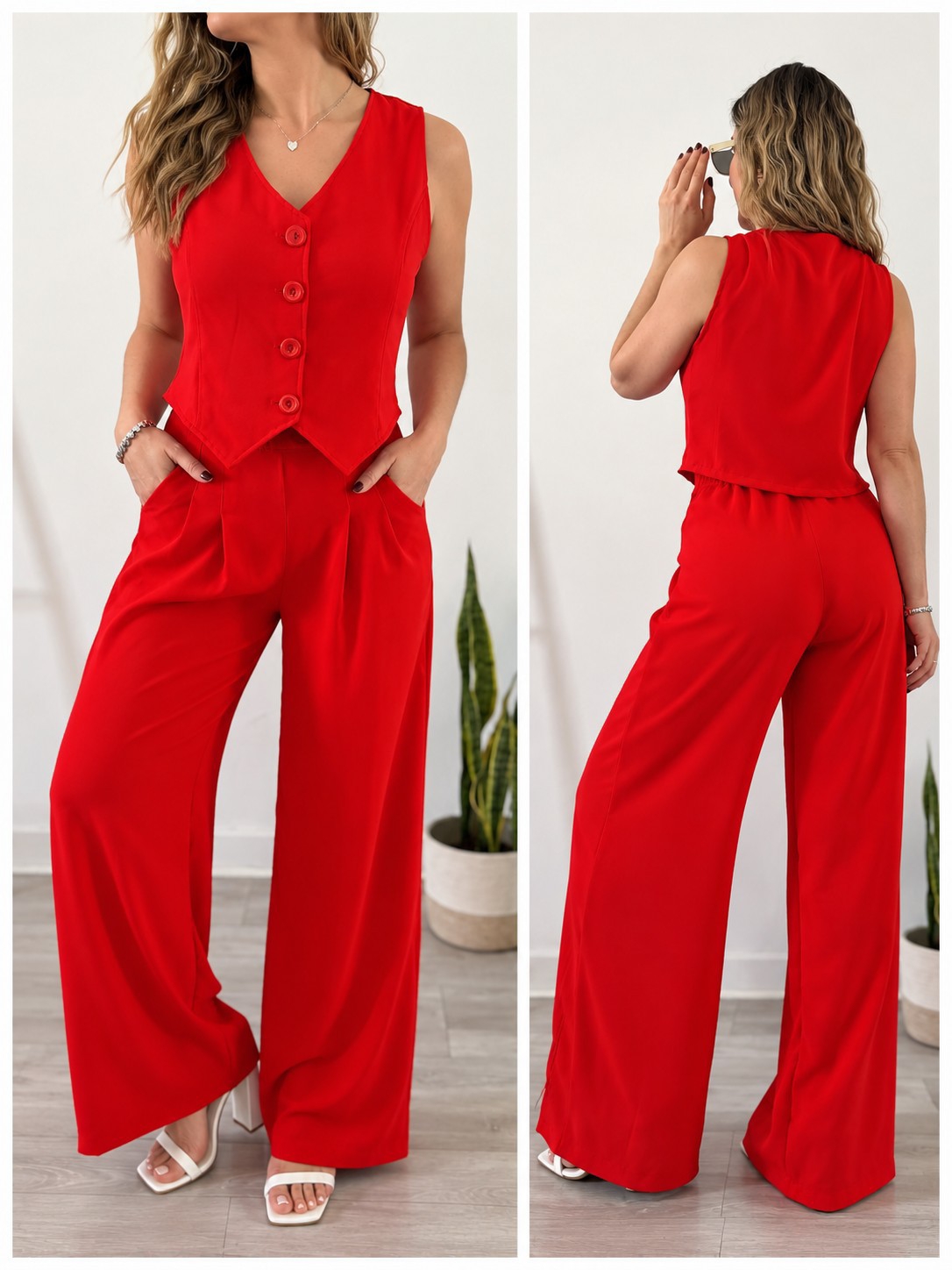 Conjunto Cristina Chaleco y Pantalón Palazo - Imagen 2