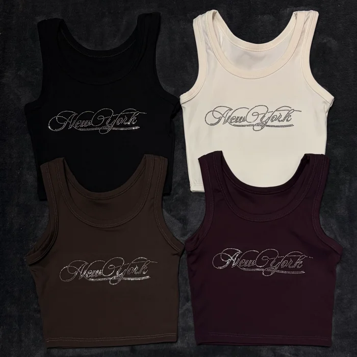 Musculosa con Strass Crop Top