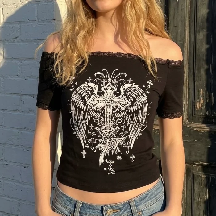 Remera Encaje Cruz