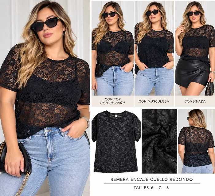 Remera de Encaje T6,7,8