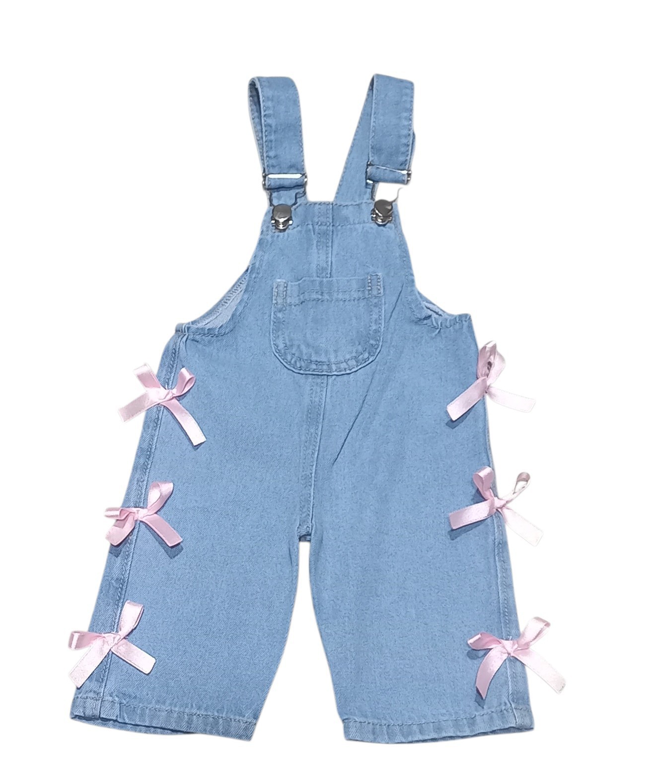 Jardinero de Jeans Rígido con Moños, Puntilla y Lisos para Bebes Unisex - Imagen 3