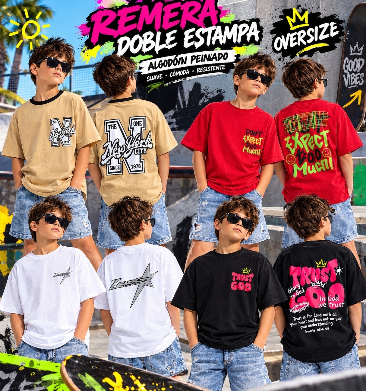 Remera Nene Overzise Algodón Peinado - Imagen 3