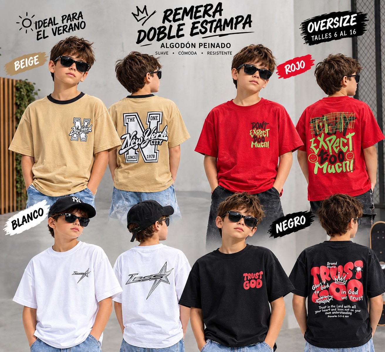 Remera Nene Overzise Algodón Peinado - Imagen 4