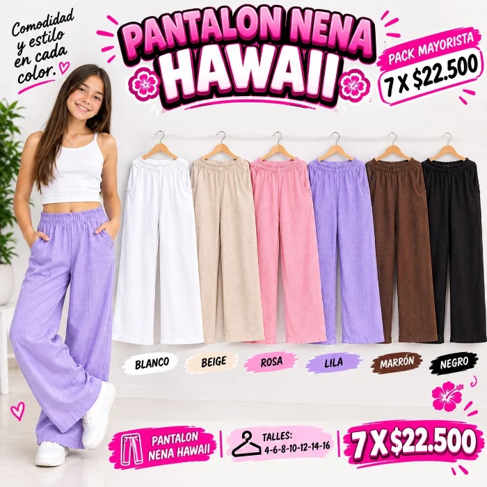 Pantalon Palazos Nena Tela Hawaii