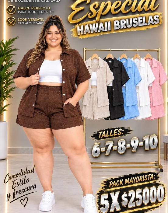 Conjunto Hawaii Bruselas Talles Especiales