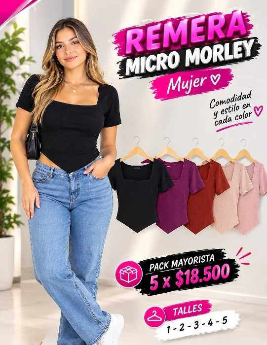 Remera  Escote Cuadrado Tela Micro Morley