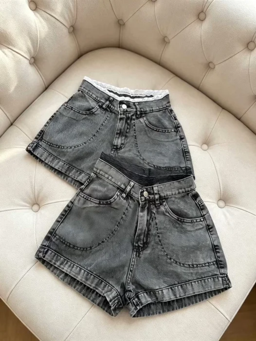 Short Gris Tiro Alto C/ Puntilla