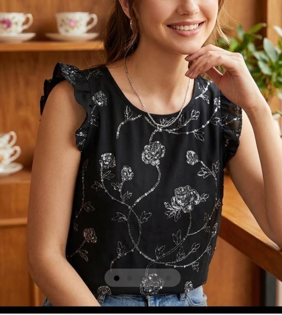 Blusa Twil Bordado y Brillo - Imagen 2