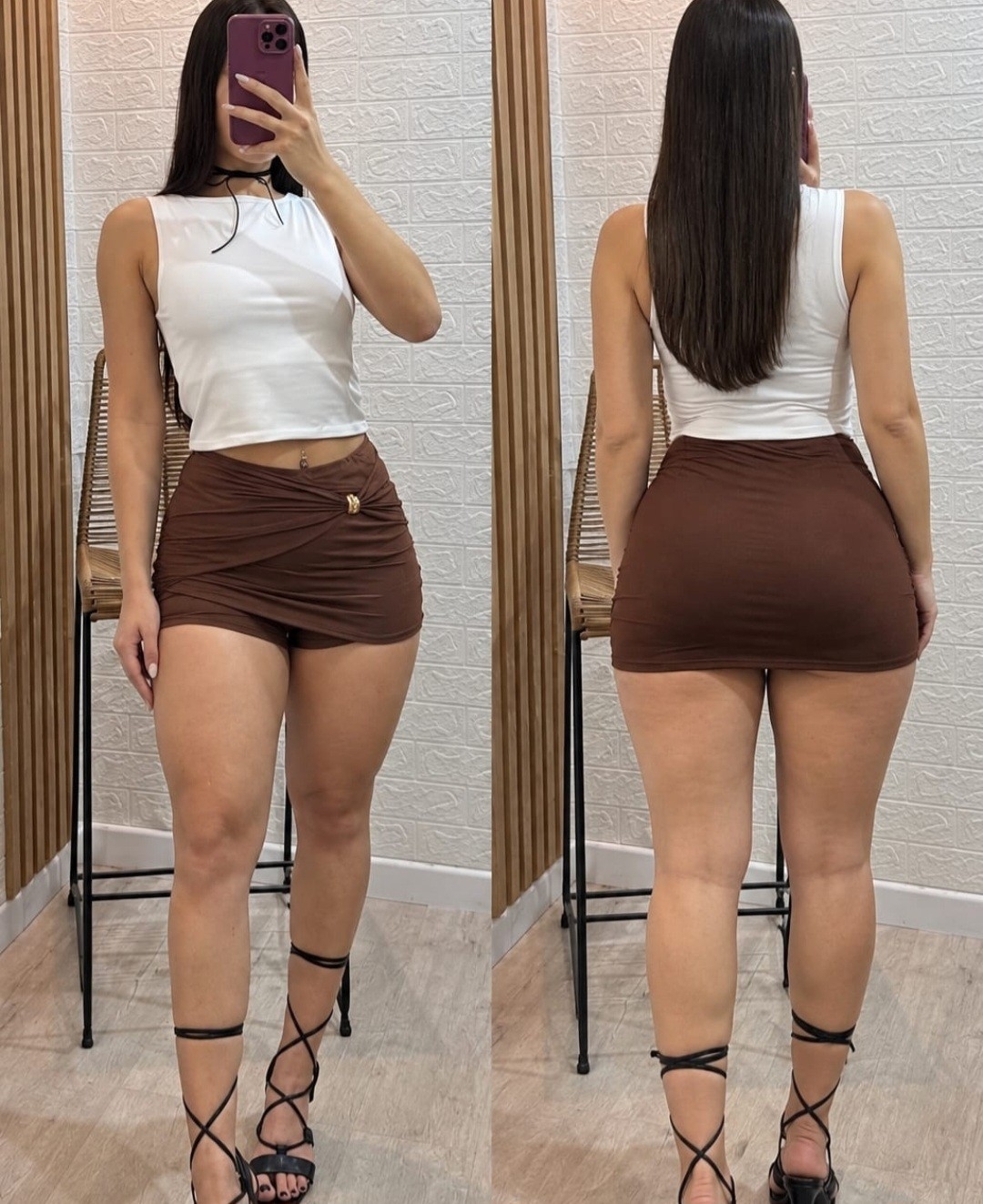 Shorts Pollera de Microfibra con Hebilla - Imagen 2