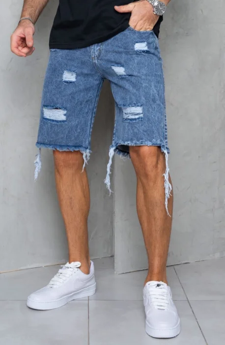 Bermuda Jeans Mom con Roturas Desflecado