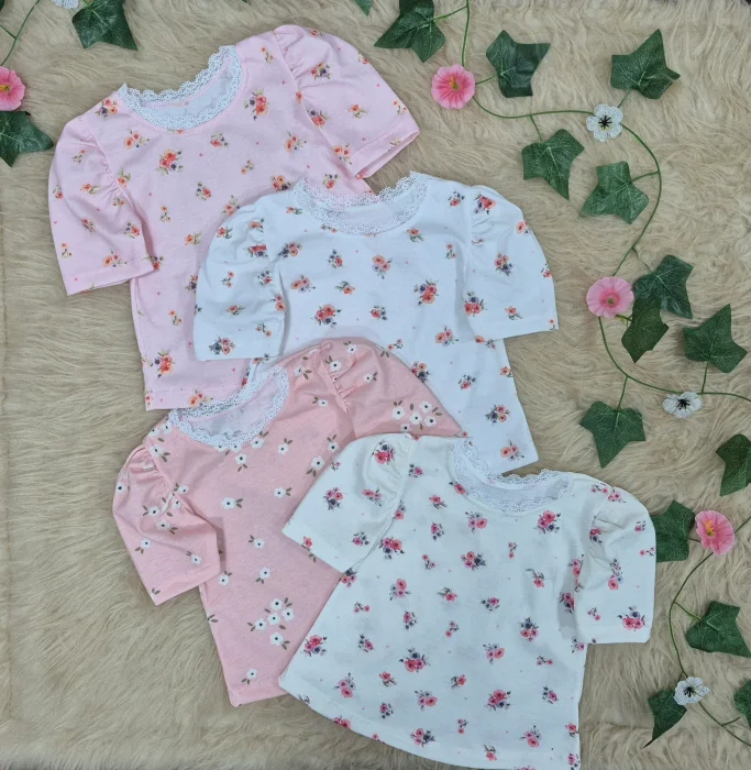 Remera   Manga Princesa  con Puntilla Algodon  Semi Peinado
